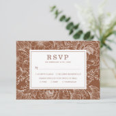 Earth Tone Botanical Floral Wedding RSVP Card Karte (Stehend Vorderseite)