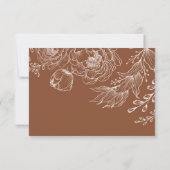Earth Tone Botanical Floral Wedding RSVP Card Karte (Rückseite)