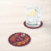 Earth Tone Burgundy Fall Blume 30. Geburtstag Untersetzer (Vor Ort)