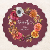 Earth Tone Burgundy Fall Blume 30. Geburtstag Untersetzer (Vorderseite)