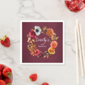 Earth Tone Burgundy Fall Blume 50. Geburtstag Serviette (Beispiel)