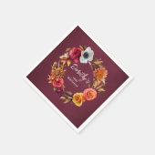 Earth Tone Burgundy Fall Blume 60. Geburtstag Serviette (Ecke)