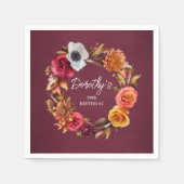 Earth Tone Burgundy Fall Blume 70. Geburtstag Serviette (Vorderseite)
