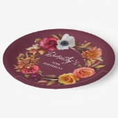 Earth Tone Burgundy Fall Blume 80. Geburtstag Pappteller (Schrägansicht)