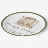 Earth Tone Christmas Script Custom Family Name Pappteller (Schrägansicht)