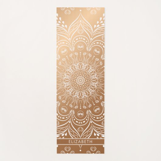 Earth Tone Copper Gold Mandala Individuelle Name Yogamatte (Vorderseite)