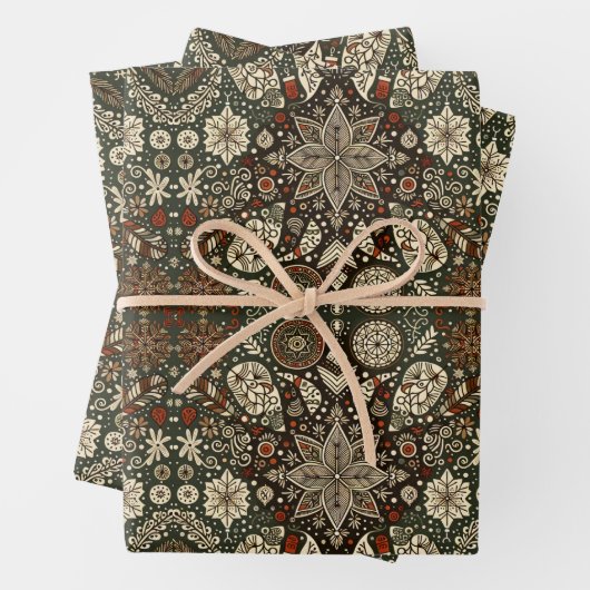 Earth Tone Cream and Brown Holiday Snowflake Geschenkpapier Set (Beispiel)