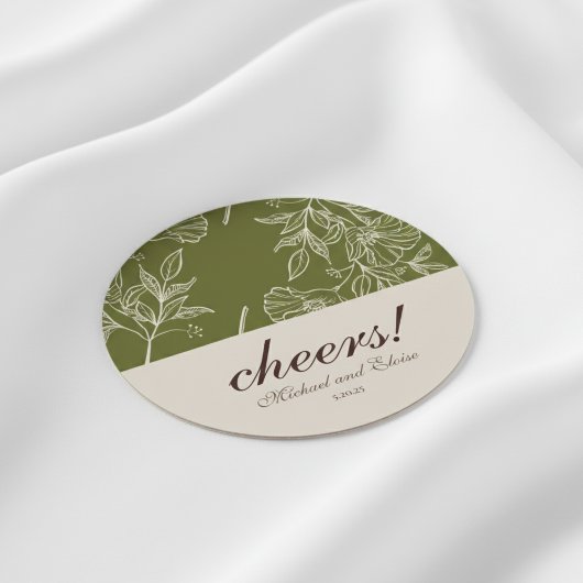 Earth Tone Floral Cheers! Hochzeit Untersetzer Gef