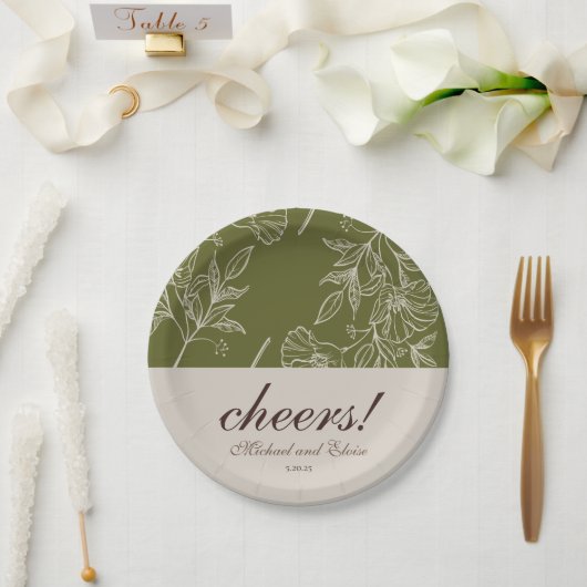 Earth Tone Floral Cheers! Hochzeit Untersetzer Gef Pappteller (Hochzeit)