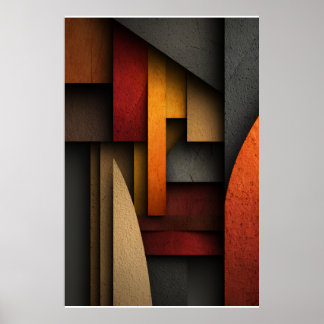 Earth Tone Geometric Layers Abstract Poster