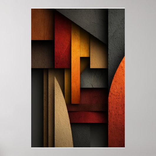 Earth Tone Geometric Layers Abstract Poster (Vorne)