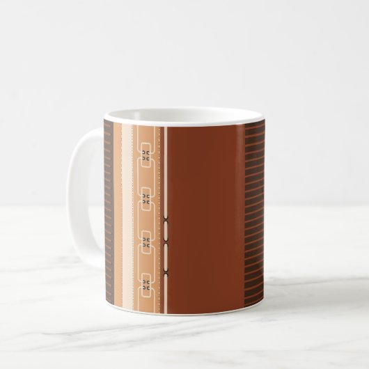 Earth Tone Geometric Pattern Mug Kaffeetasse (Vorderseite Links)