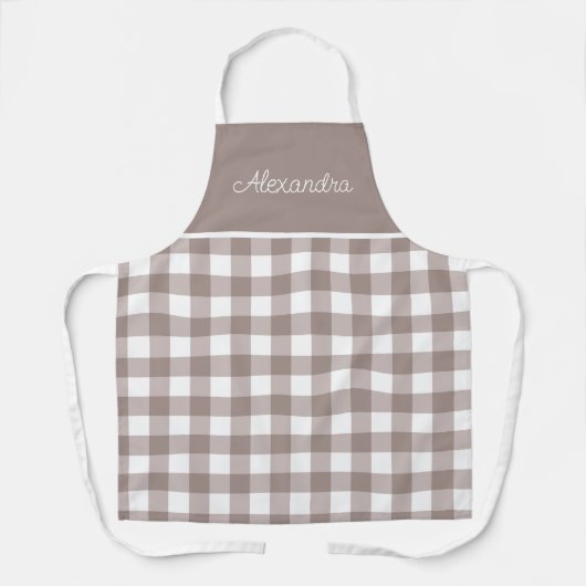 Earth Tone Karo Erwachsene Personalisierte Kochen Schürze (Vorderseite)