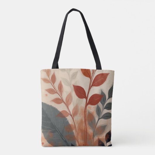 Earth Tone Leaves, Minimal Nature Art Aesthetic Tasche (Rückseite)