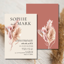 Earth Tone Minimalistisch Pampas Grass Rustic Boho Einladung