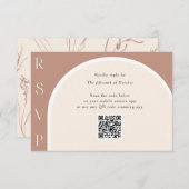 Earth Tone Modern Simple Arch QR Code Hochzeit RSVP Karte (Vorne/Hinten)