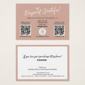 Earth Töne Moderne Skript QR Code danke Karte (Vorne & Hinten)