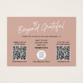 Earth Töne Moderne Skript QR Code danke Karte (Vorderseite)