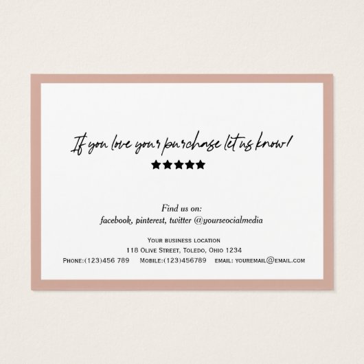 Earth Töne Moderne Skript QR Code danke Karte (Rückseite)