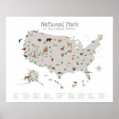 Earth Tone National Park Map Woodland Kinderzimmer Poster (Vorne)