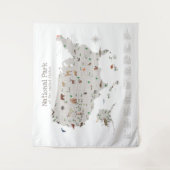 Earth Tone National Park Map Woodland Kinderzimmer Wandteppich (Vorderseite)