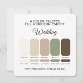 Earth Tone Neutral Wedding Color Palette Card Einladung (Rückseite)