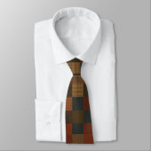 Earth Tone Patchwork Plaid Necktie Krawatte (Gebunden)