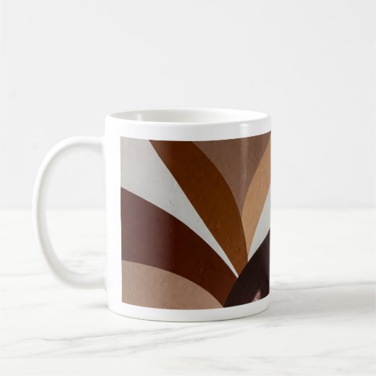 Earth Tone Radiance – Abstract Sunburst Mural Kaffeetasse (Links)
