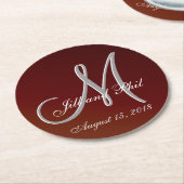 Earth Tone Red 3d Monogramm Runder Pappuntersetzer (Angewinkelt)