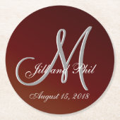 Earth Tone Red 3d Monogramm Runder Pappuntersetzer (Vorderseite)