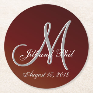 Earth Tone Red 3d Monogramm Runder Pappuntersetzer