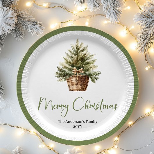 Earth Tone Scandinavian Christmas Custom Family  Pappteller