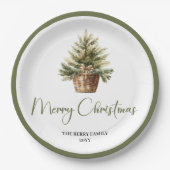 Earth Tone Scandinavian Christmas Custom Family  Pappteller (Vorderseite)