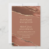Earth Tone Terracotta Gold Agate Marmorhochzeit Einladung (Vorderseite)