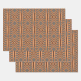 Earth Tone Tribal Ribbon Abstraktes Muster Art Geschenkpapier Set
