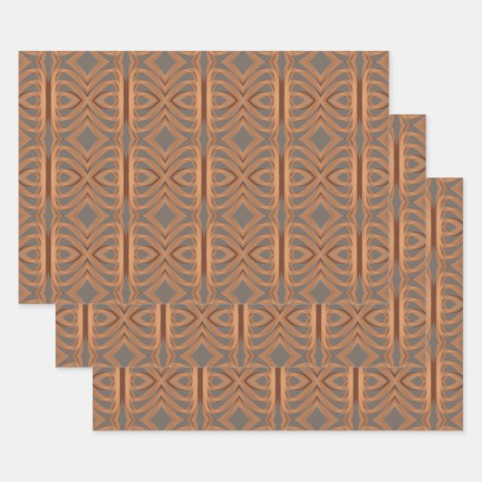 Earth Tone Tribal Ribbon Abstraktes Muster Art Geschenkpapier Set (Set)