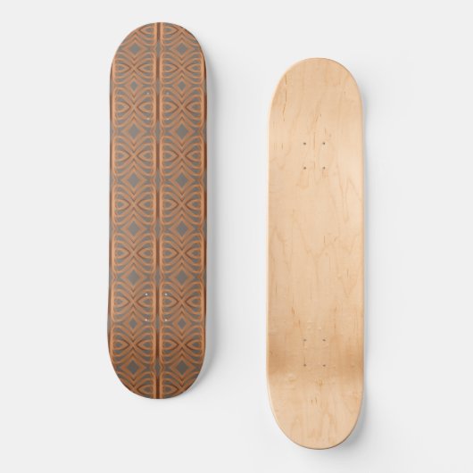 Earth Tone Tribal Ribbon Abstraktes Muster Art Skateboard (Vorderseite)