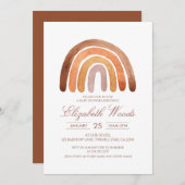 Earth Tone Watercolor Boho Rainbow Baby Dusche Einladung (Vorne/Hinten)