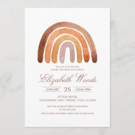 Earth Tone Watercolor Boho Rainbow Baby Dusche Einladung