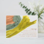 Earth Tone Watercolor Modern Wedding RSVP Card Dankeskarte (Stehend Vorderseite)