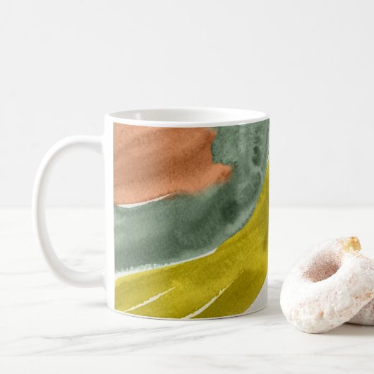 Earth Tone Watercolor Personalisiert Coffee Tasse (Mit Donut)