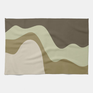 Earth Tone Waves Abstrakt Art Kitchen Handtücher