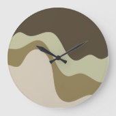 Earth Tone Waves Abstrakt Art Throw Kissen Große Wanduhr (Vorderseite)