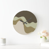 Earth Tone Waves Abstrakt Art Throw Kissen Große Wanduhr (Zuhause)