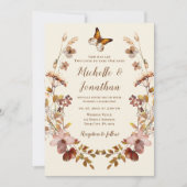 Earth Tone Wildblumen Wreath Christlich Wedding Einladung (Vorderseite)
