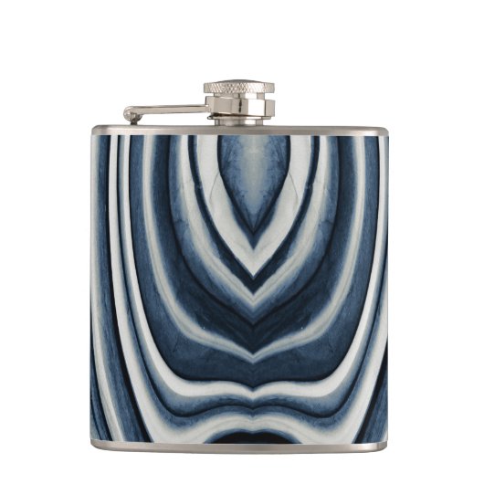 Earth Toned Blue Abstrakt Pattern Flachmann (Vorderseite)