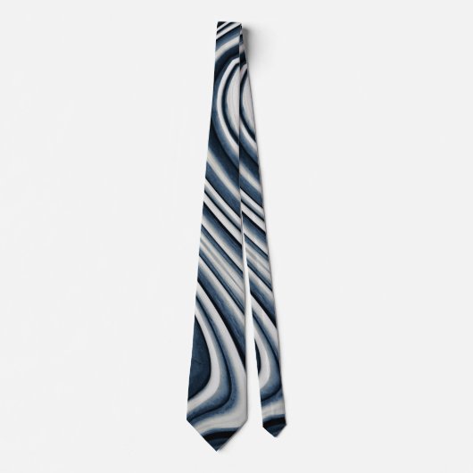 Earth Toned Blue Abstrakt Pattern Krawatte (Vorderseite)