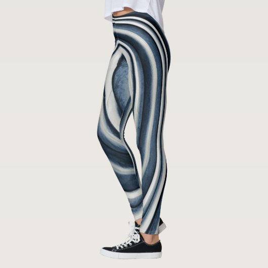 Earth Toned Blue Abstrakt Pattern Leggings (Links)