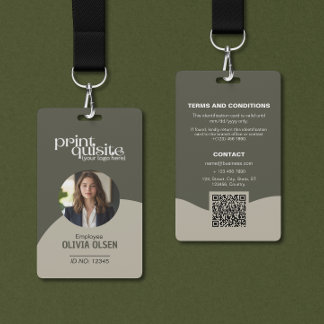 Earth Toned Event/Employee ID Card - QR Code Staff Ausweis