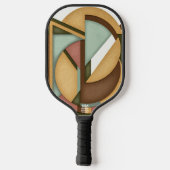 Earth-Toned Geometric Harmony Mid-Century Pickleball Schläger (Rückseite)